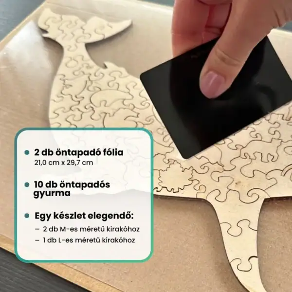 Puzzle ragasztó készlet csomag tartalma.