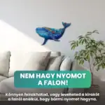 Színes bálna kirakó a falra ragasztva, mely nem hagy nyomot maga után.