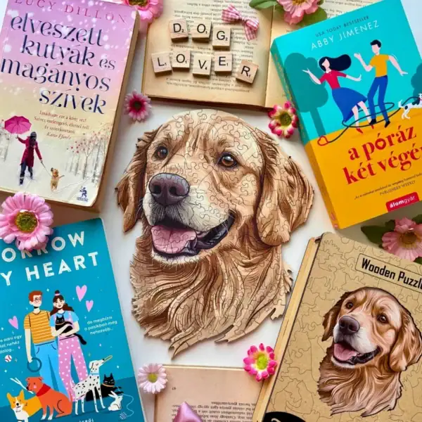 Barátságos golden retriever fa puzzle 4
