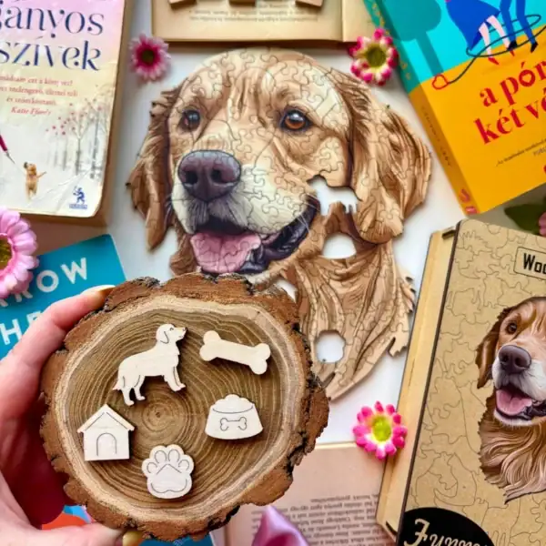 Barátságos golden retriever fa puzzle 5
