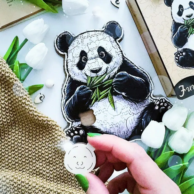 Éhes panda fa puzzle 6 Éhes panda fa puzzle 6
