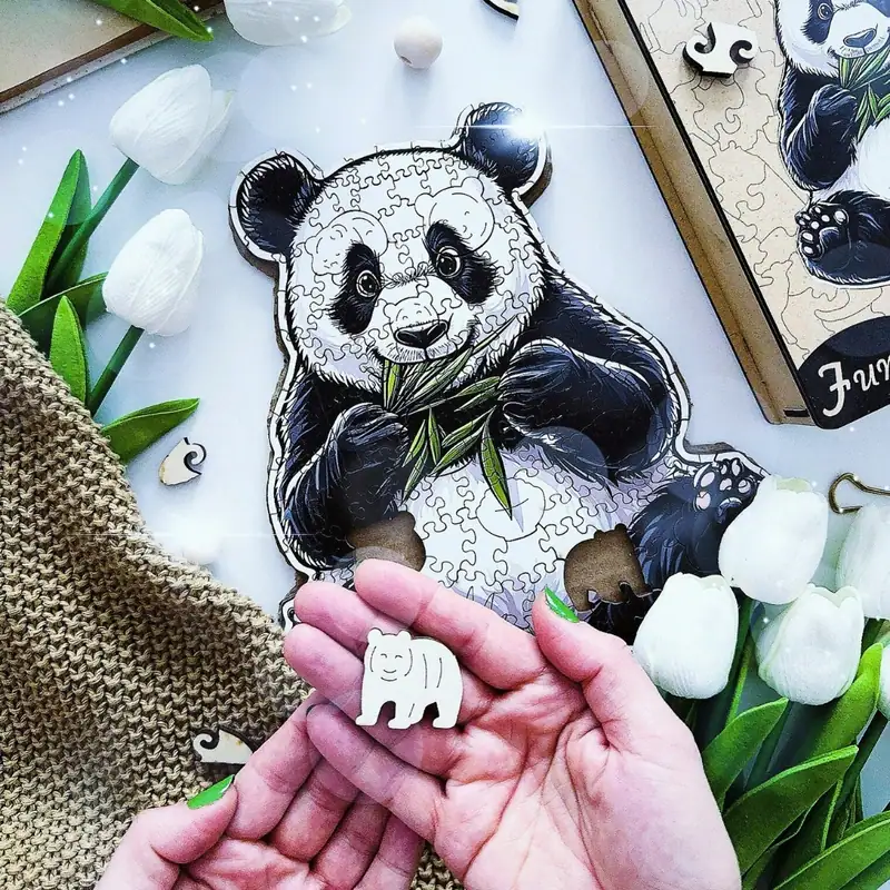 Éhes panda fa puzzle 7 Éhes panda fa puzzle 7