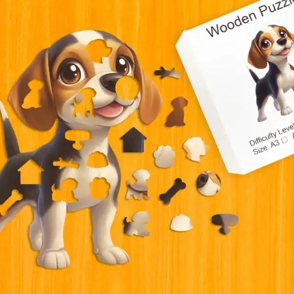 Játékos kiskutya fa puzzle 1