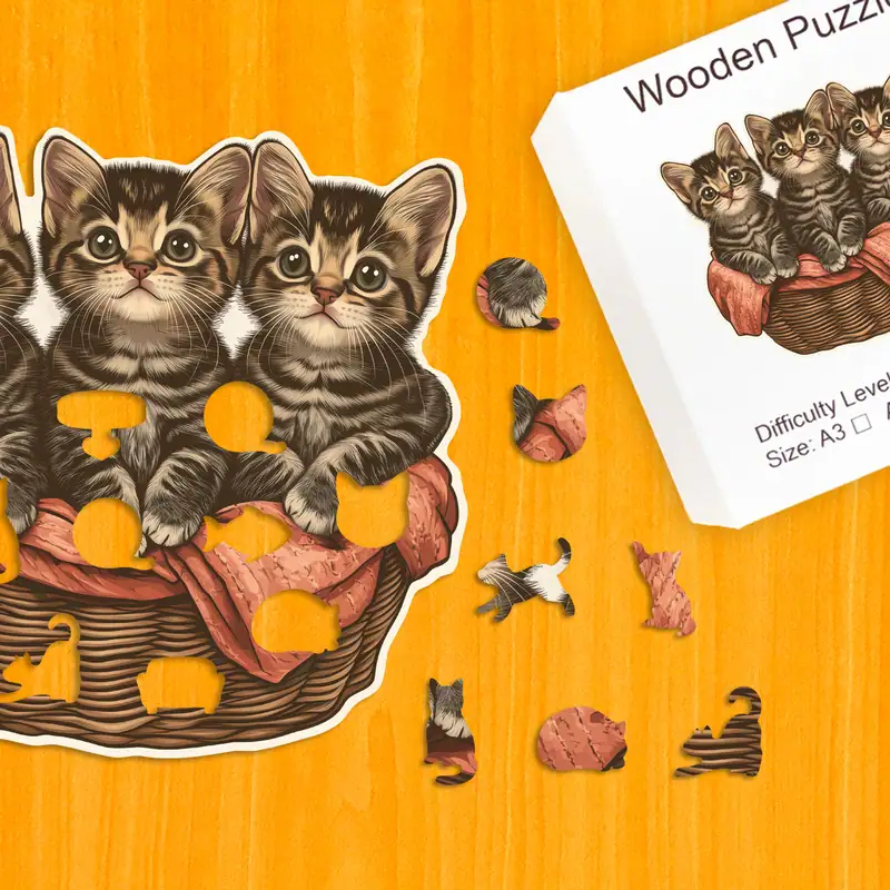 Kosárnyi cicakölyök fa puzzle 1