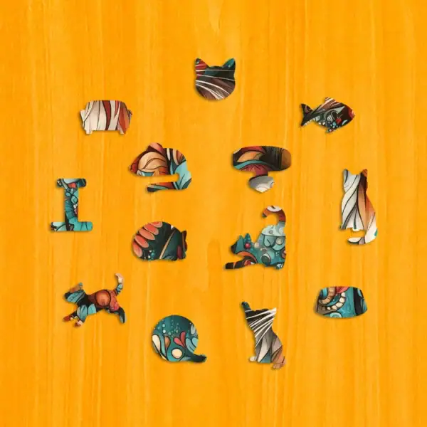 Színpompás cica fa puzzle 3