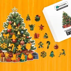 Díszes karácsonyfa fa puzzle 1