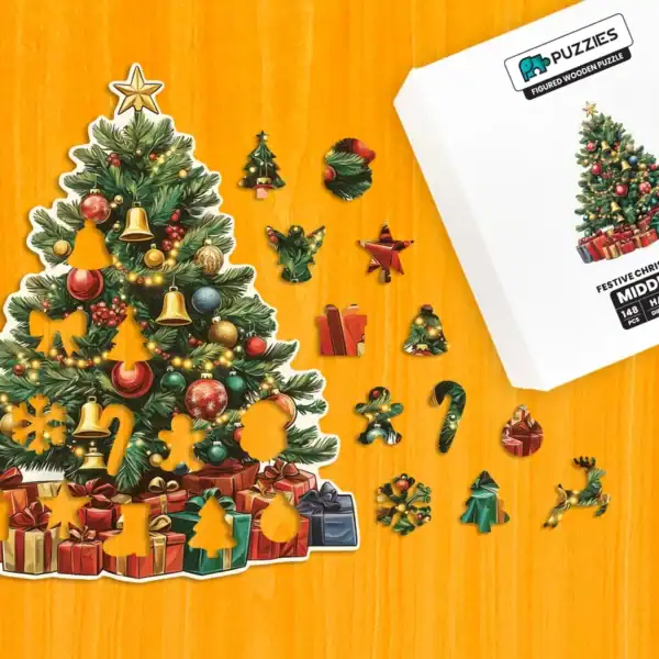 Díszes karácsonyfa fa puzzle 1