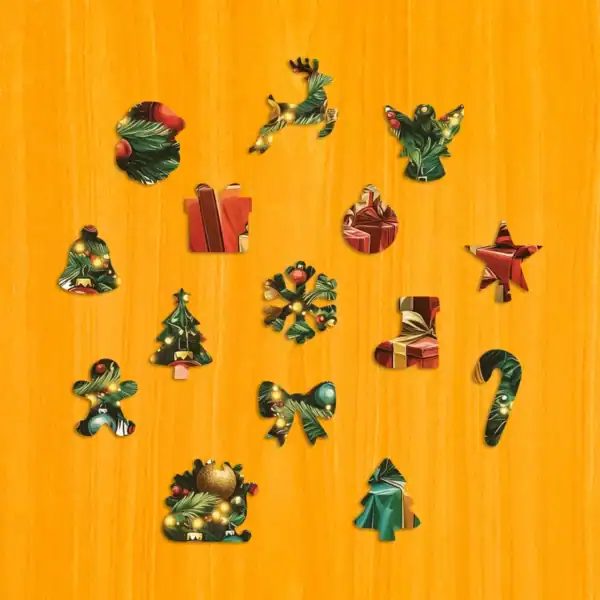 Díszes karácsonyfa fa puzzle 3