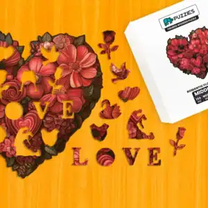 Romantikus virágszív fa puzzle 1