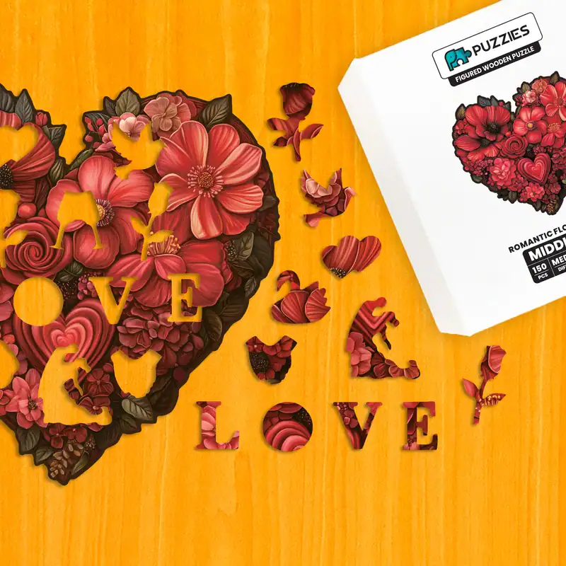 Romantikus virágszív fa puzzle 1