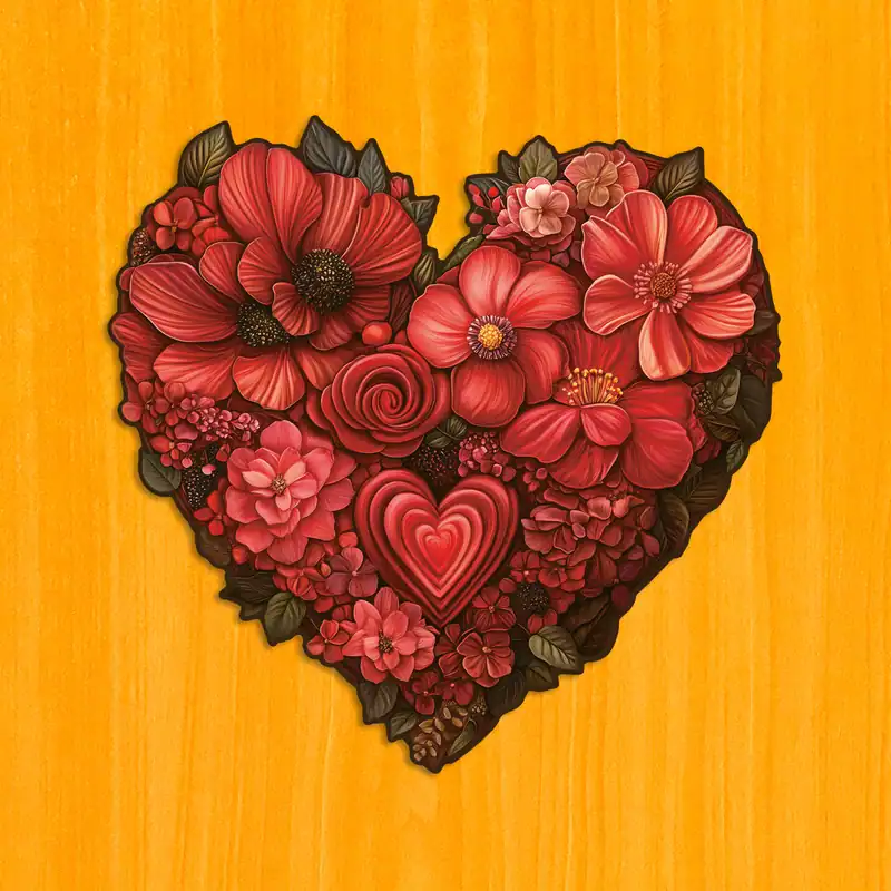 Romantikus virágszív fa puzzle 2