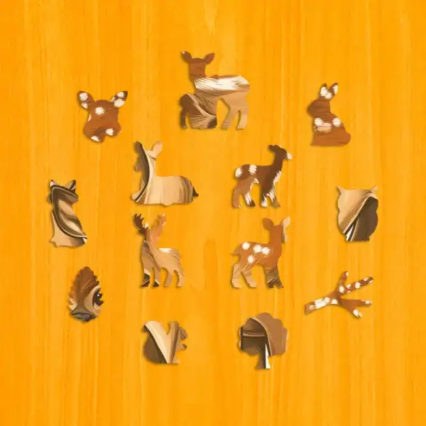 Szelíd őzikék fa puzzle 3